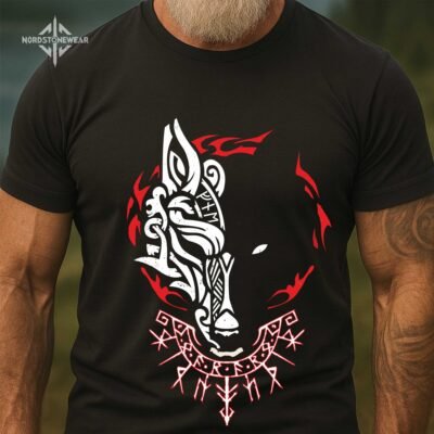 20251211213330-1f0d6d90-9c2f-6cd0-a5a2-a251b2ebd51e.jpg Viking Wolf Rune T-Shirt | Norse Tribal Fenrir Design