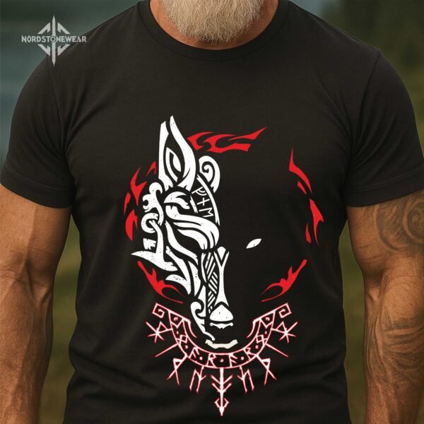 20251211213330-1f0d6d90-9c2f-6cd0-a5a2-a251b2ebd51e.jpg Viking Wolf Rune T-Shirt | Norse Tribal Fenrir Design
