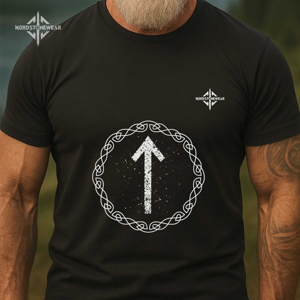 Tiwaz rune arrow Celtic knot circle t-shirt