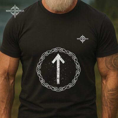 Tiwaz rune arrow Celtic knot circle t-shirt